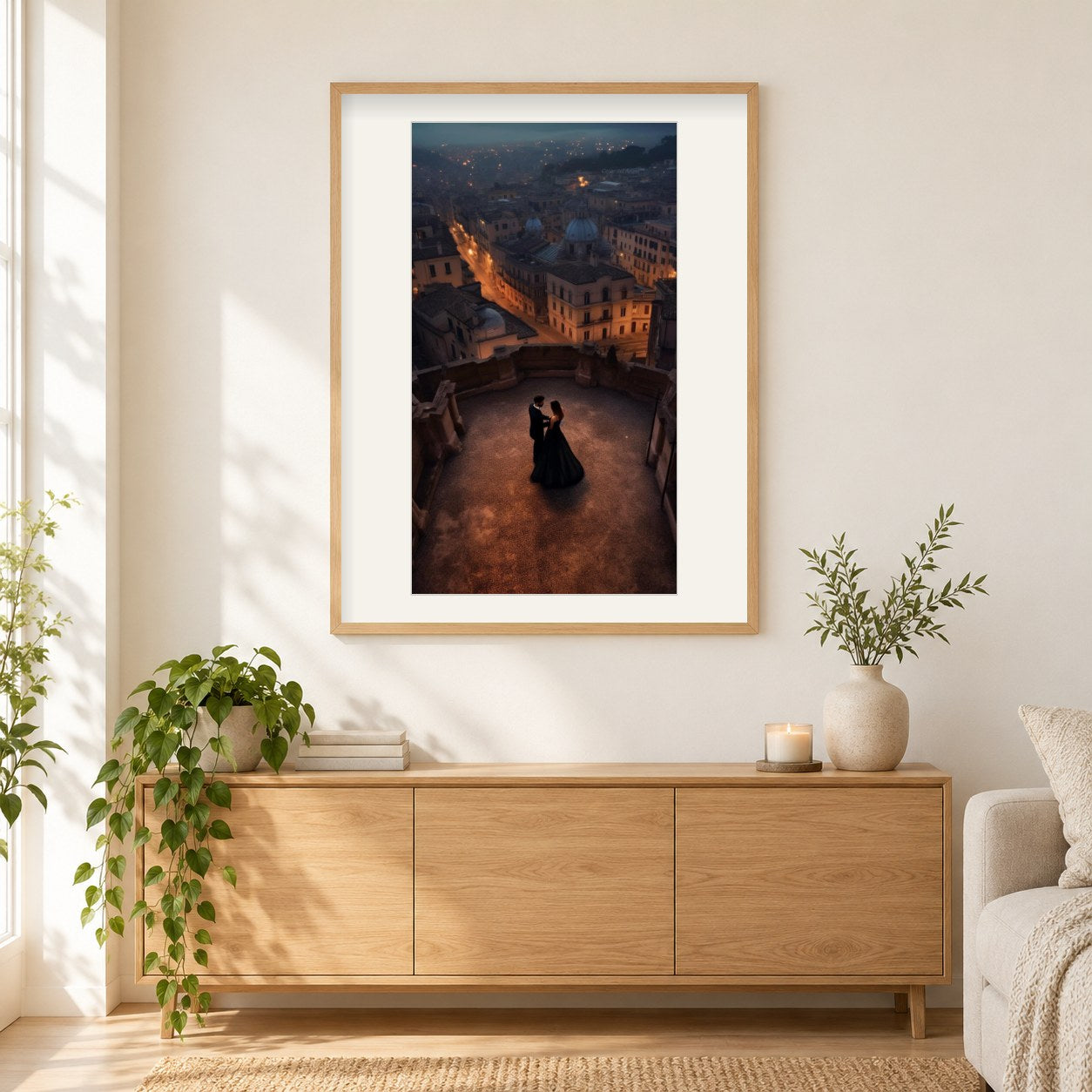 Paartanz in Rom als gerahmtes Diamond Painting im Wohnzimmer