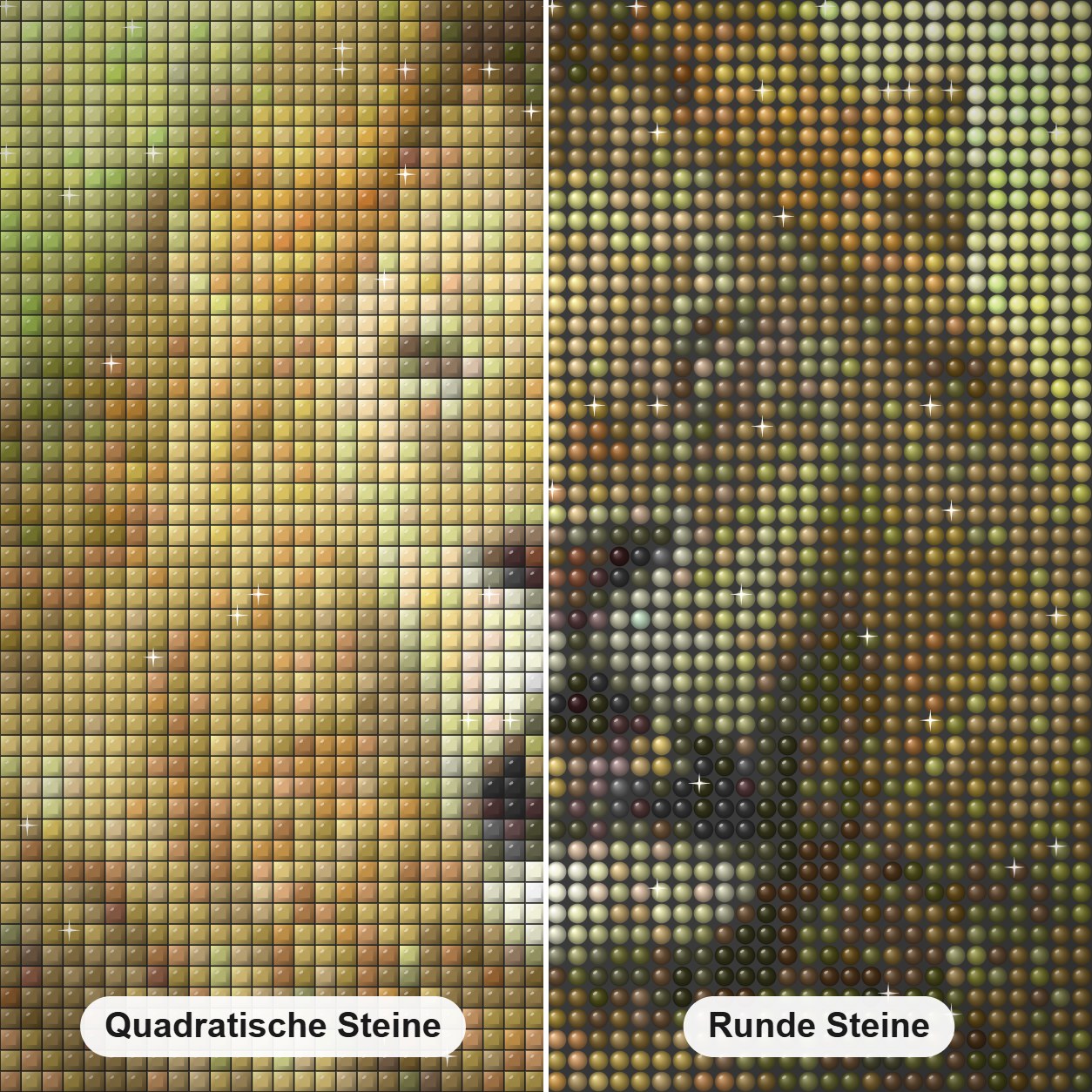 Romeo Masai Mara Löwe -  Kunst des Eric Wilson Diamond Painting Nahaufnahme mit quadratischen und runden Steinen