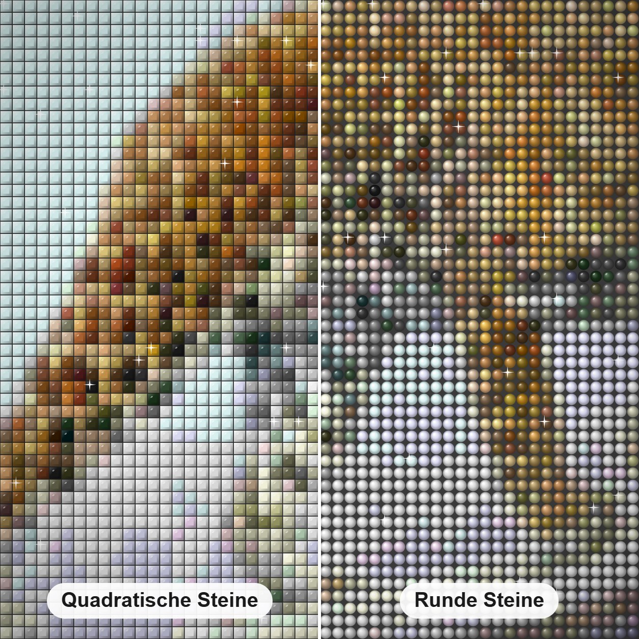 Ruckomechi Leopard -  Kunst des Eric Wilson Diamond Painting Nahaufnahme mit quadratischen und runden Steinen