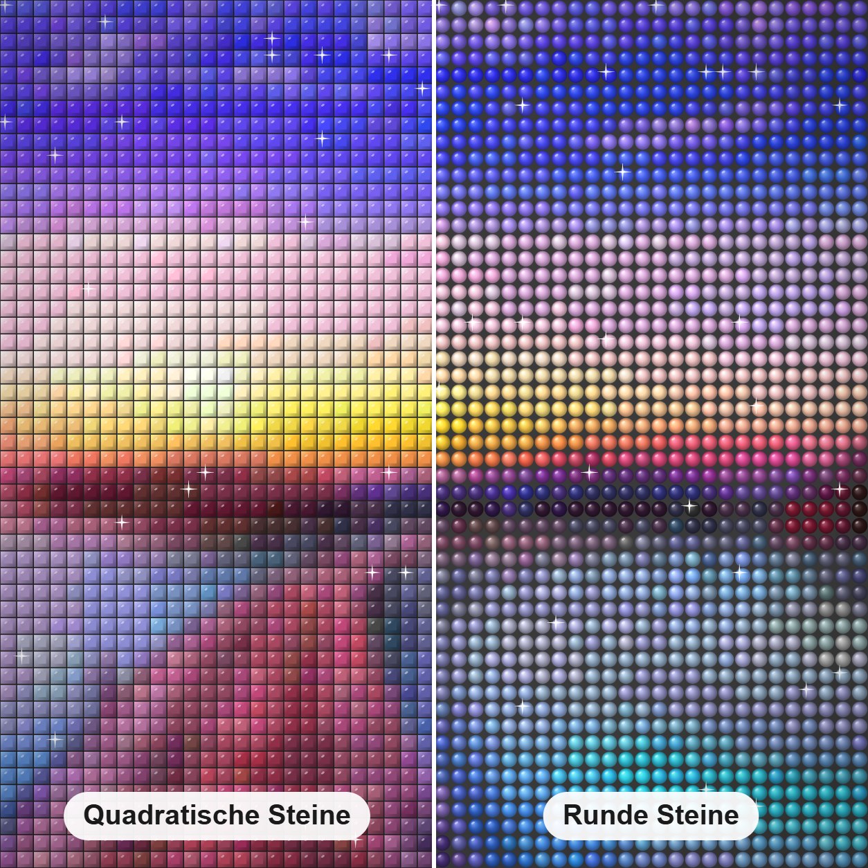 Ruheboot & Sonnenuntergang Blick Diamond Painting Nahaufnahme mit quadratischen und runden Steinen