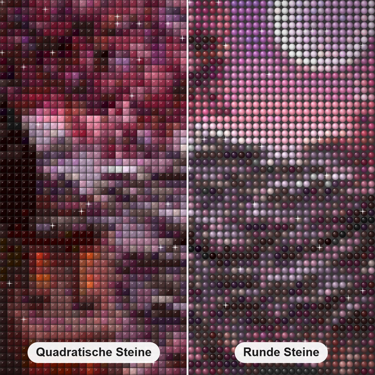 Sakura-Bäume und Nachtansicht Diamond Painting Nahaufnahme mit quadratischen und runden Steinen