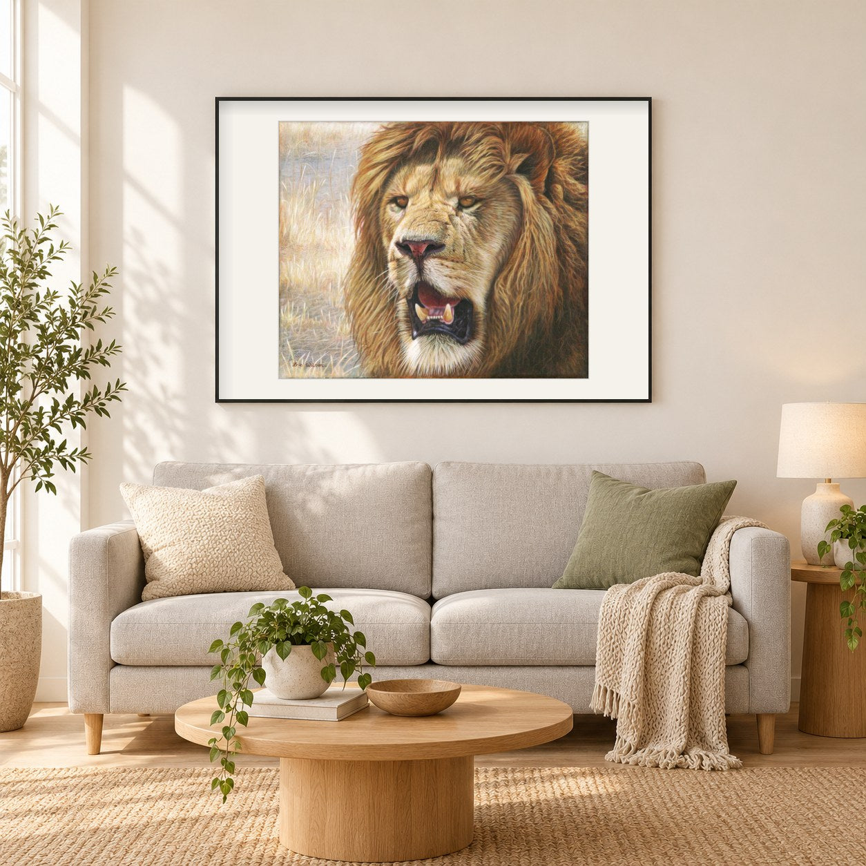 Samoni II -  Kunst des Eric Wilson als gerahmtes Diamond Painting im Wohnzimmer
