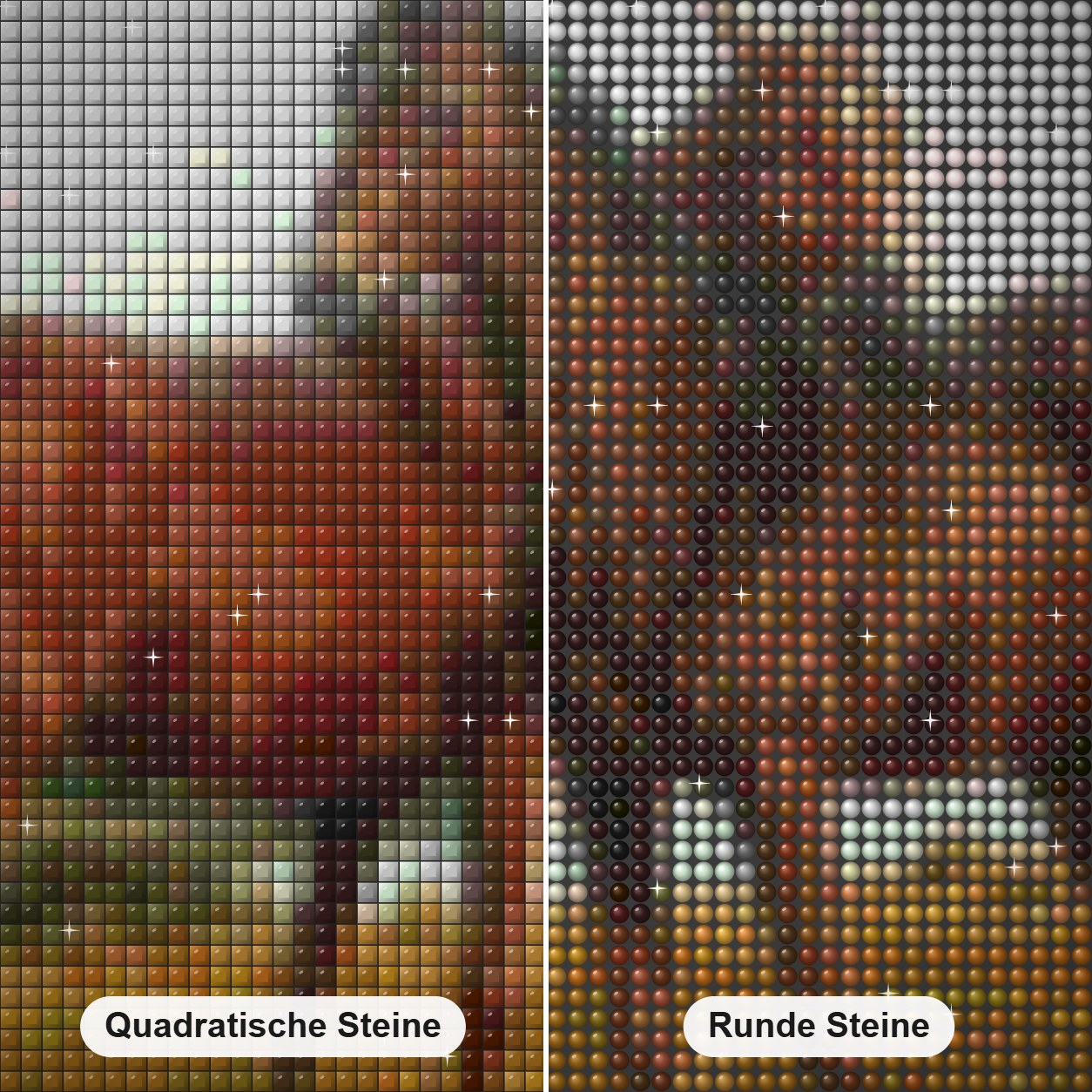 Sauerampferpferde Diamond Painting Nahaufnahme mit quadratischen und runden Steinen