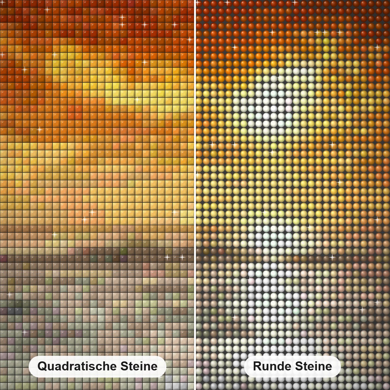 Schaumige Wellen und Sonnenuntergang Himmel Diamond Painting Nahaufnahme mit quadratischen und runden Steinen