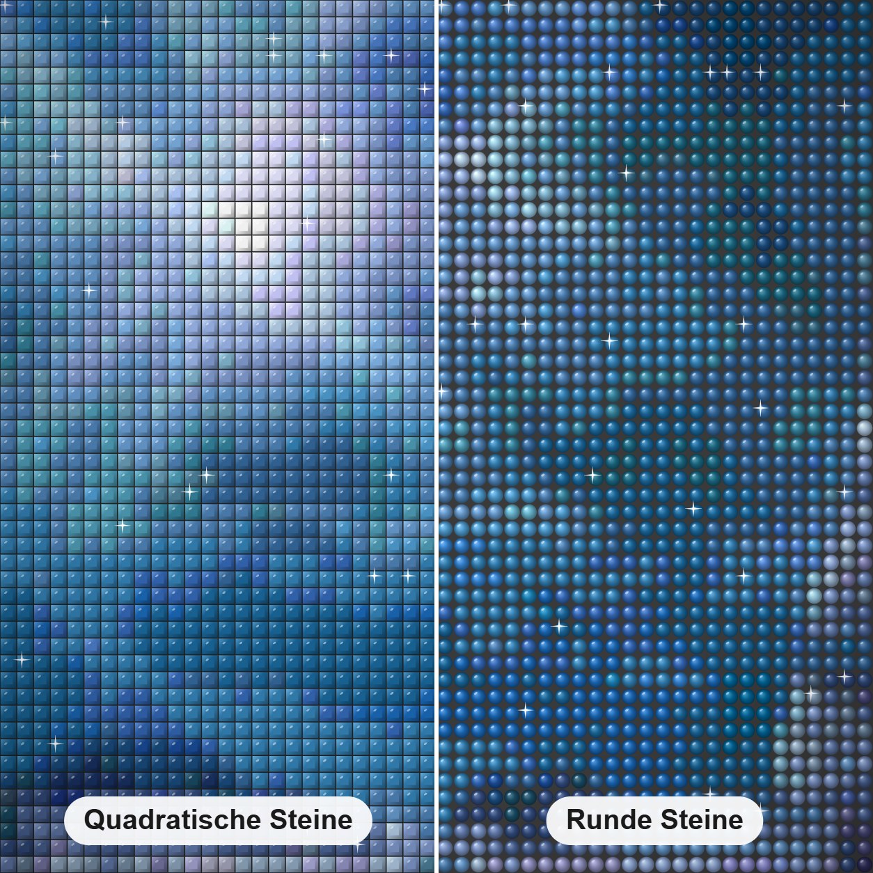 Schiff im Ozean in der Nacht Diamond Painting Nahaufnahme mit quadratischen und runden Steinen