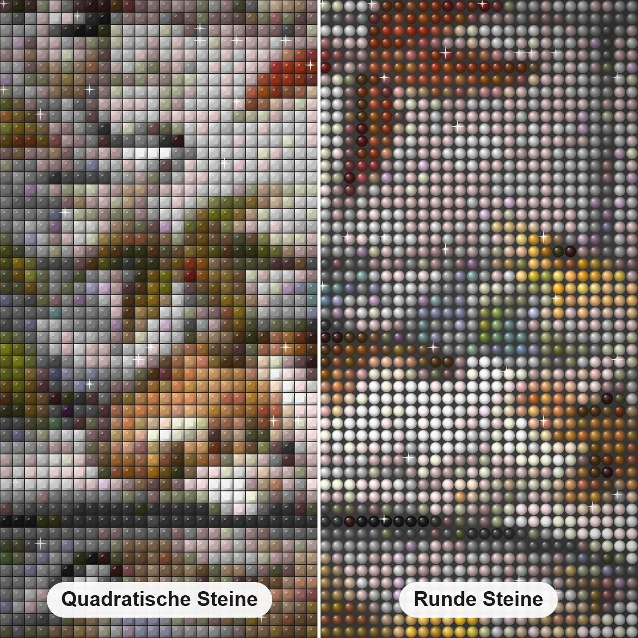 Schlafende Katze & Vögel Diamond Painting Nahaufnahme mit quadratischen und runden Steinen