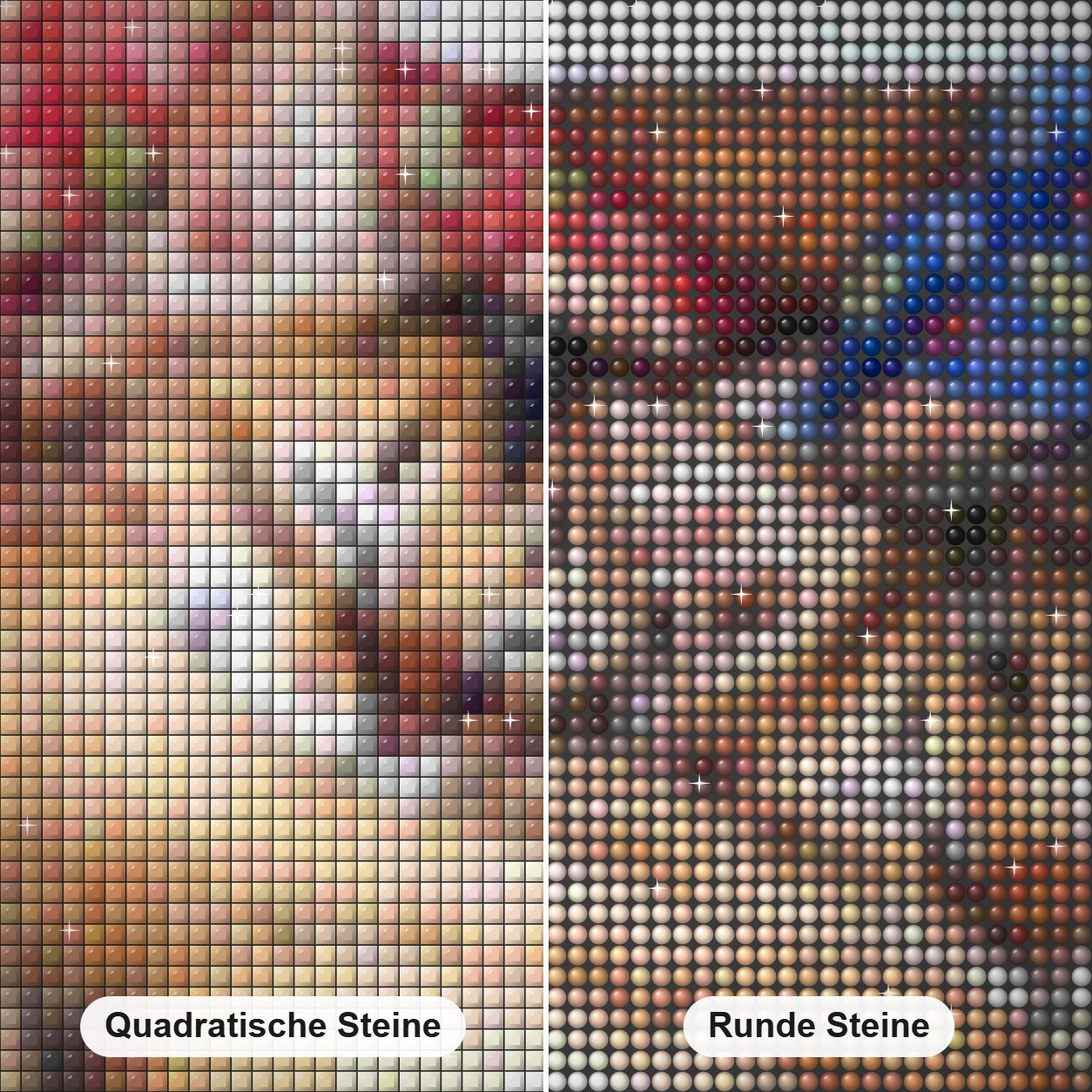 Schlafende Katzen Diamond Painting Nahaufnahme mit quadratischen und runden Steinen