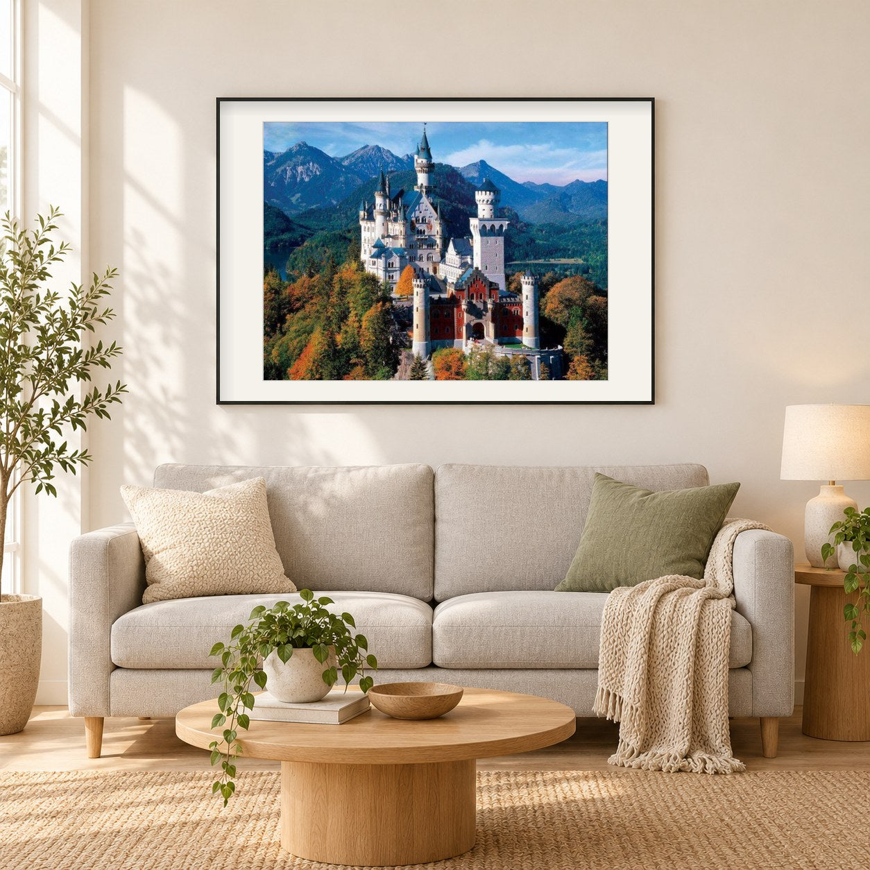 Schloss Neuschwanstein Deutschland als gerahmtes Diamond Painting im Wohnzimmer