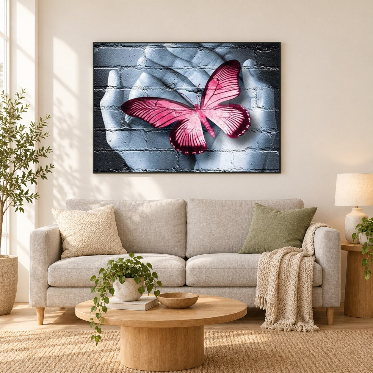 Schmetterling künstlerische als gerahmtes Diamond Painting im Wohnzimmer