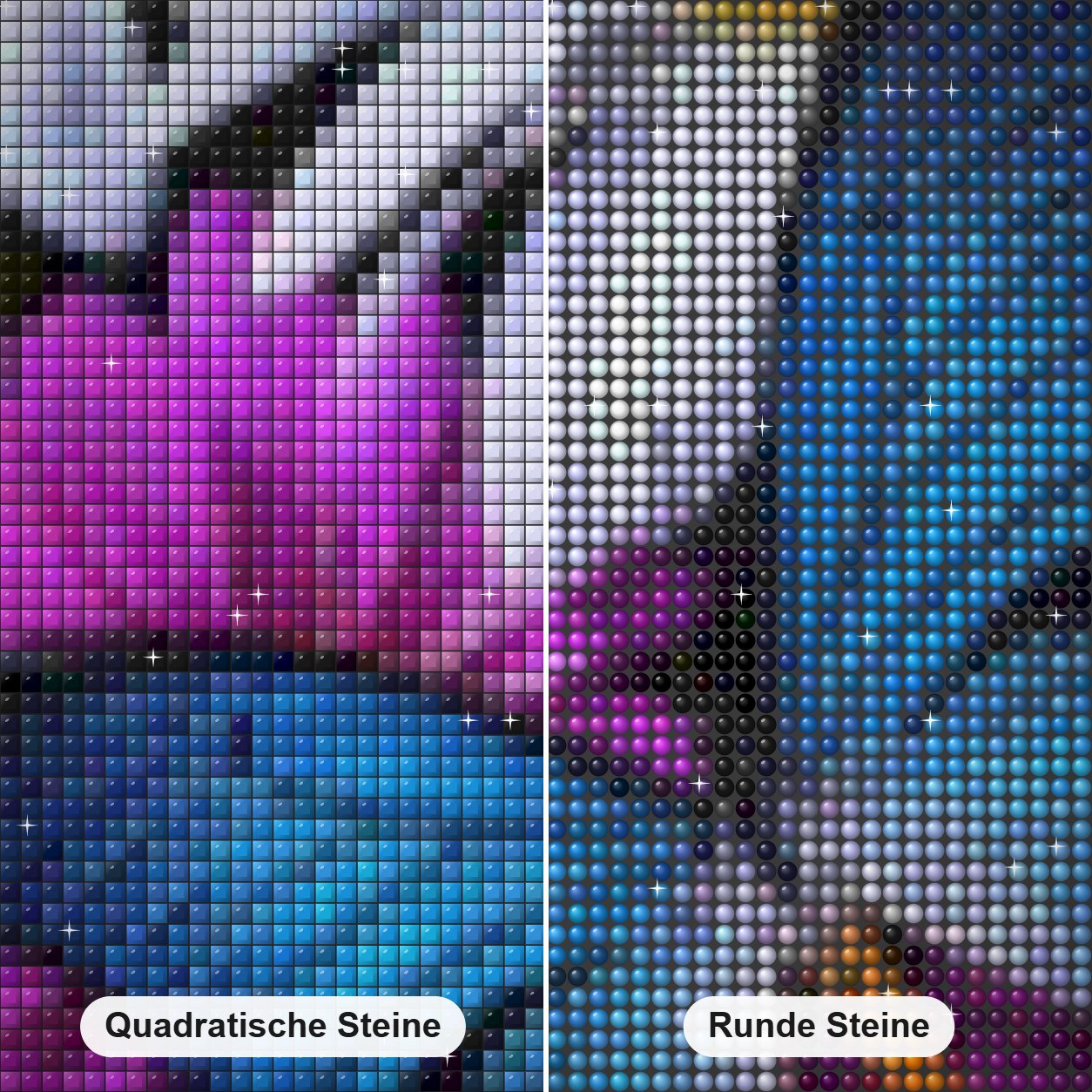 Schmetterling voller Bohrer Diamond Painting Nahaufnahme mit quadratischen und runden Steinen