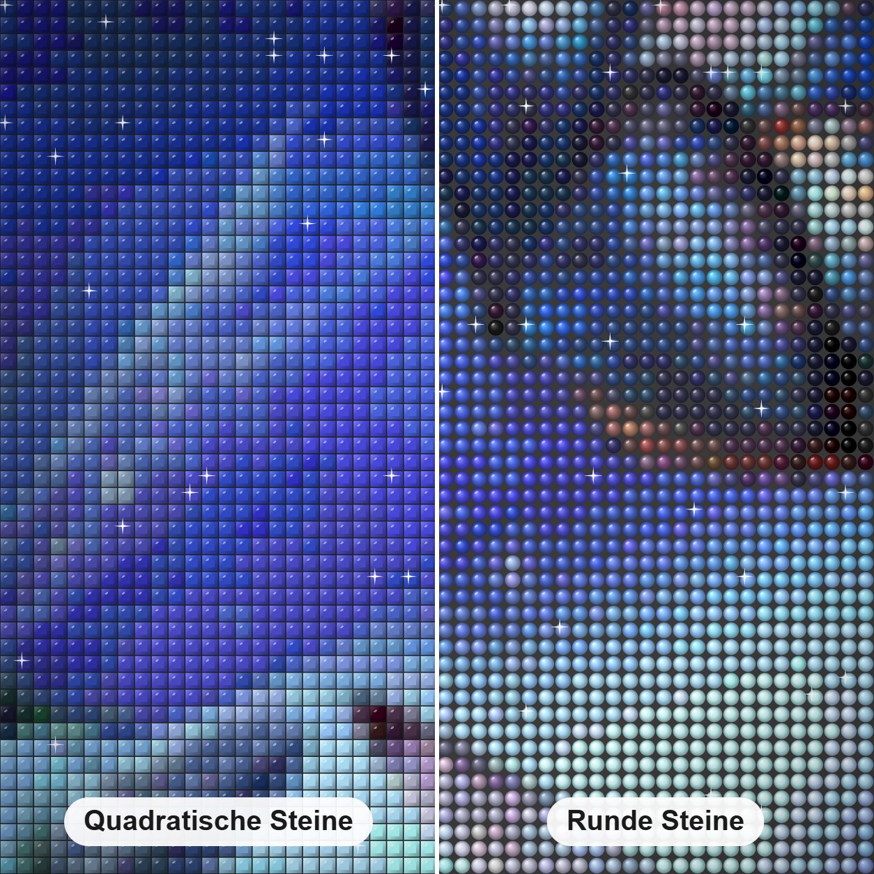 Schmetterlinge, die Blumennektar trinken. Diamond Painting Nahaufnahme mit quadratischen und runden Steinen