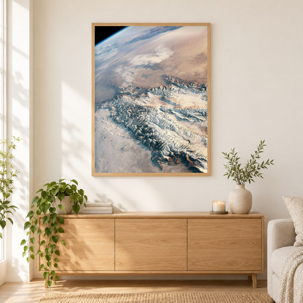 Schnee und Sand in Zentralasien als gerahmtes Diamond Painting im Wohnzimmer