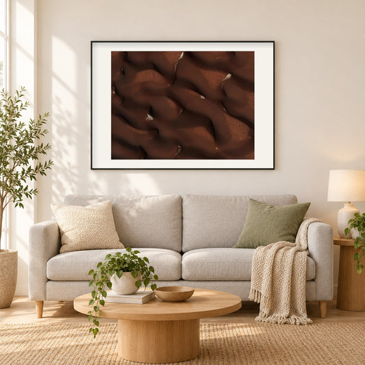Schneeflecken auf dem Roten Planeten als gerahmtes Diamond Painting im Wohnzimmer