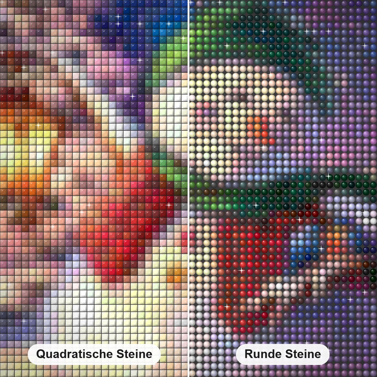 Schneemann mit Laterne in der Weihnachtsnacht Diamond Painting Nahaufnahme mit quadratischen und runden Steinen