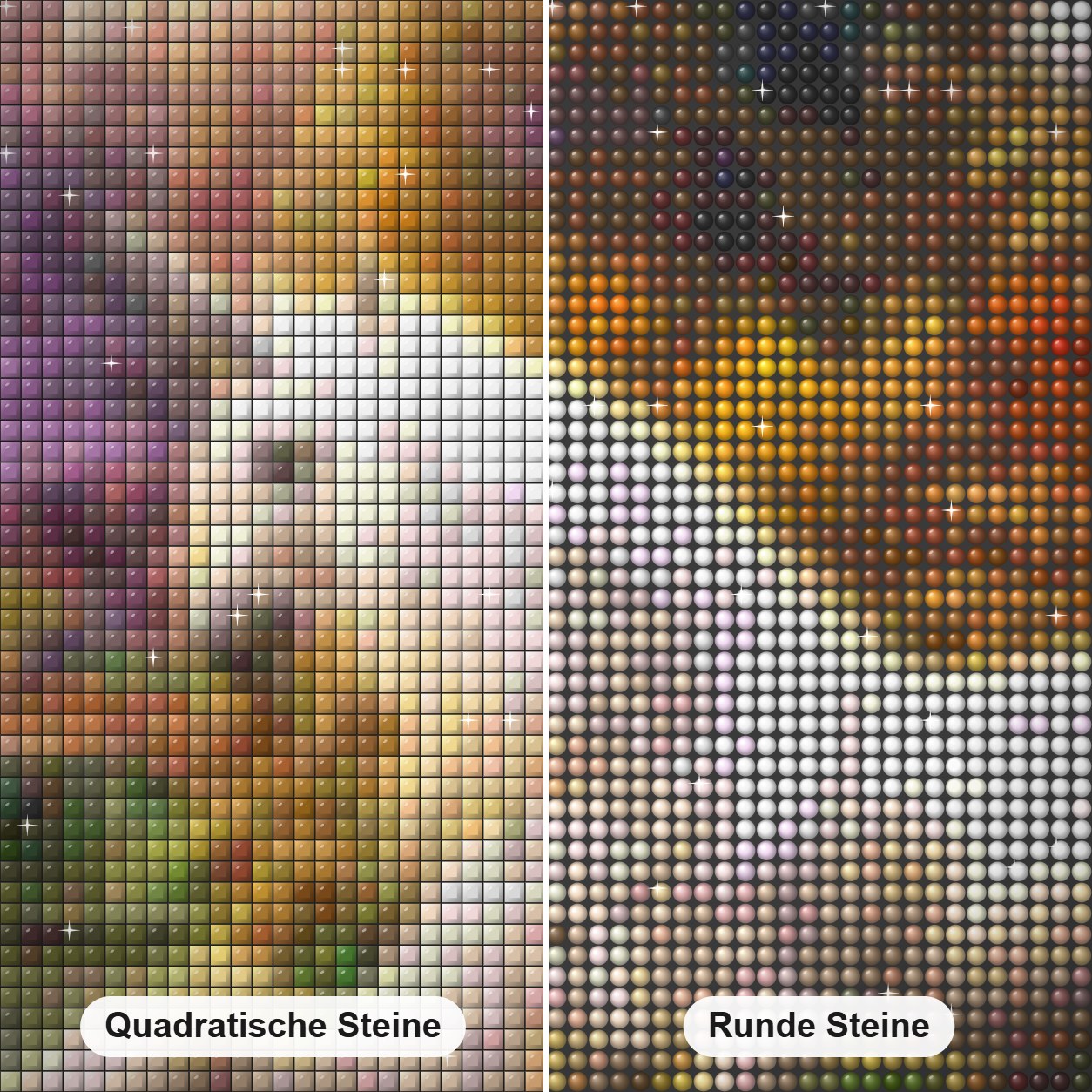 Schöne Einhörner & erstaunliche Burg Diamond Painting Nahaufnahme mit quadratischen und runden Steinen