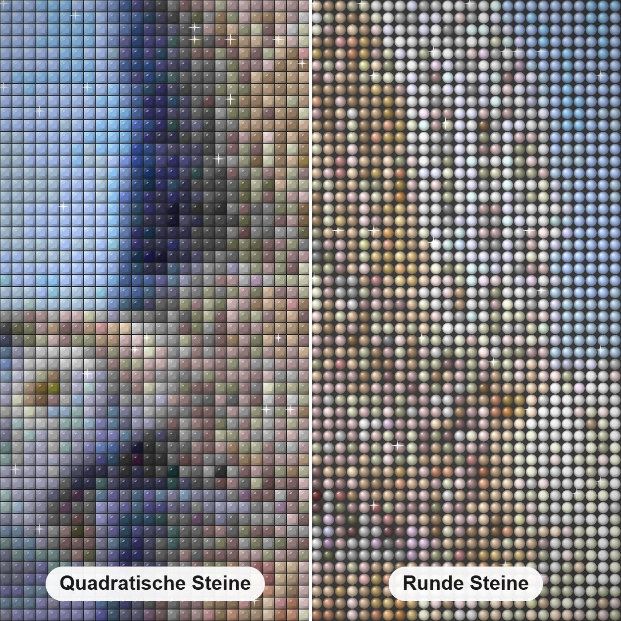 Schöne fliegende Schneeeule Diamond Painting Nahaufnahme mit quadratischen und runden Steinen