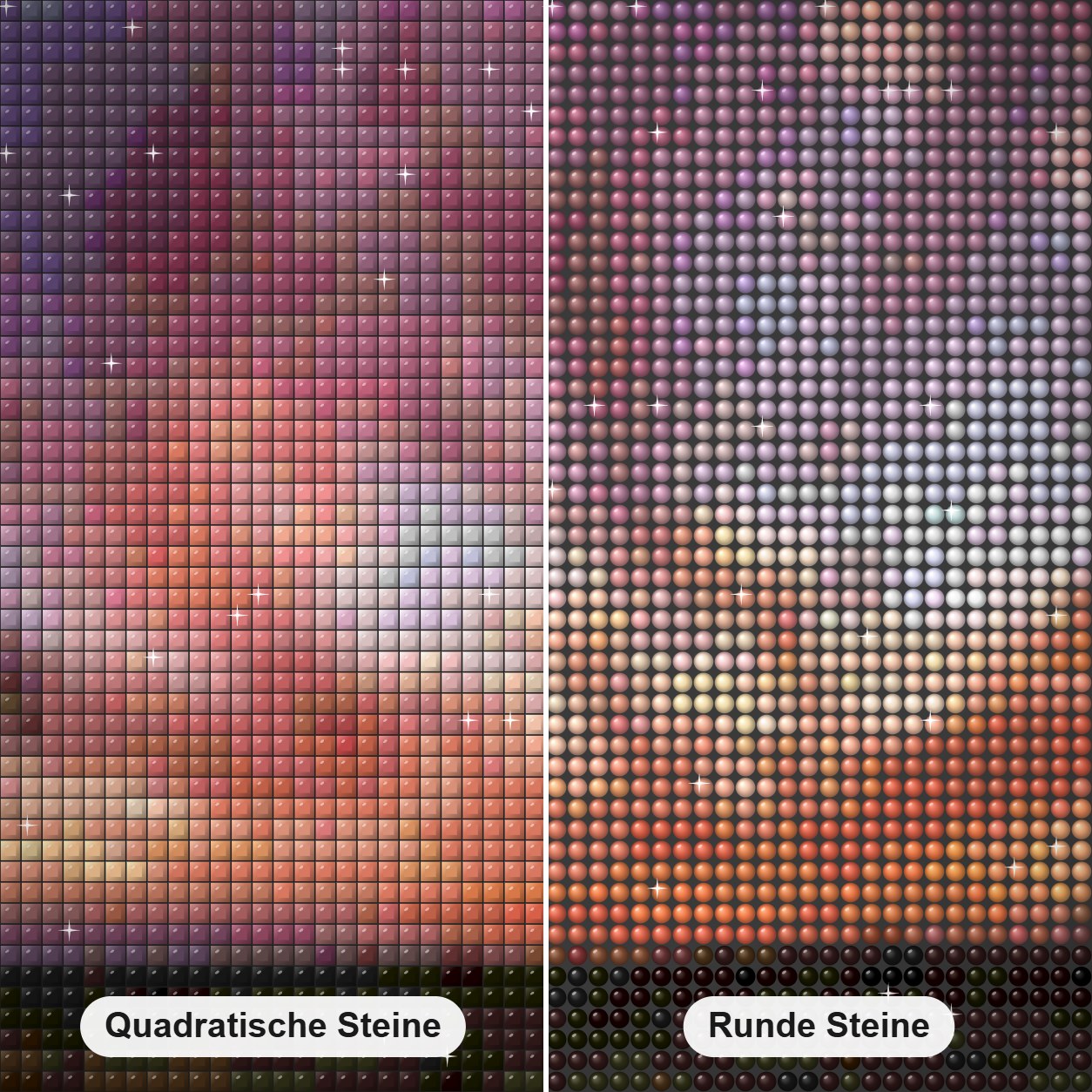 Schöne Himmel & Windmühlenlandschaft Diamond Painting Nahaufnahme mit quadratischen und runden Steinen