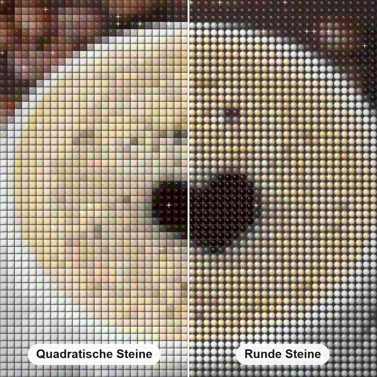 Schöne Kaffeetasse & Bohnen Diamond Painting Nahaufnahme mit quadratischen und runden Steinen
