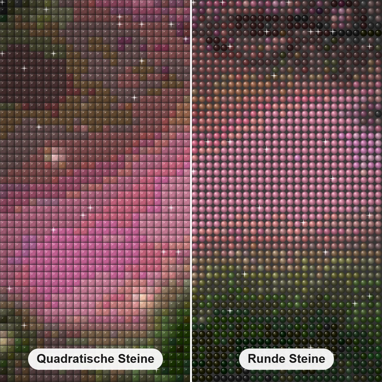 Schöne Landschaft & Glühwürmchen Diamond Painting Nahaufnahme mit quadratischen und runden Steinen
