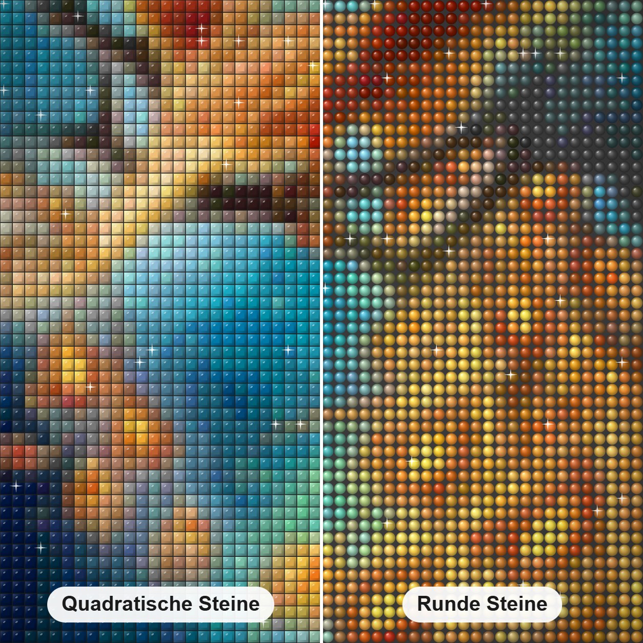 Schöner Phönix Diamond Painting Nahaufnahme mit quadratischen und runden Steinen