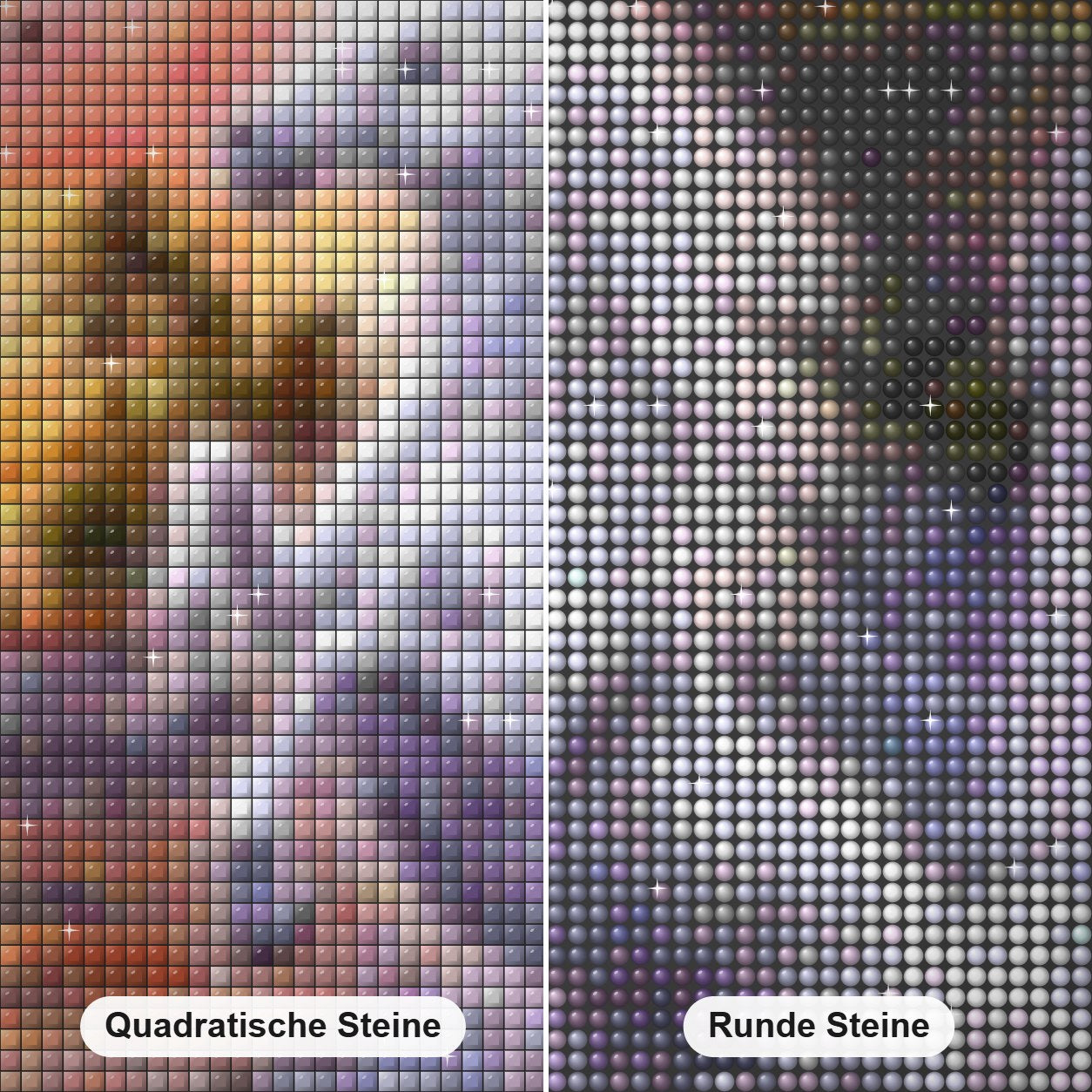 Schöner Wasserfall & Einhorn Diamond Painting Nahaufnahme mit quadratischen und runden Steinen