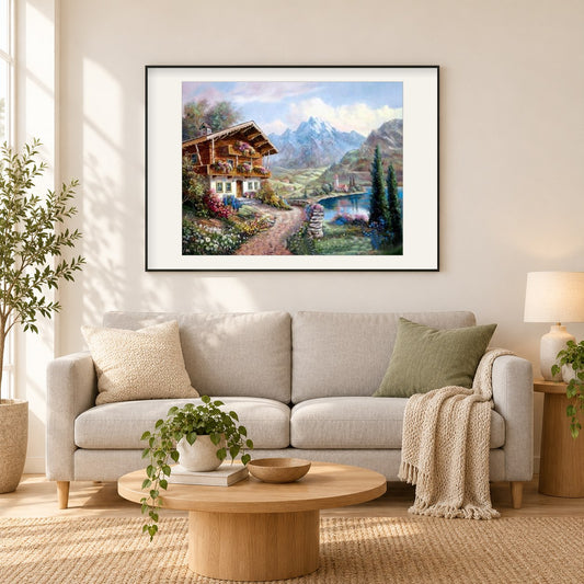 Schönes Haus - Reint Withaar als gerahmtes Diamond Painting im Wohnzimmer