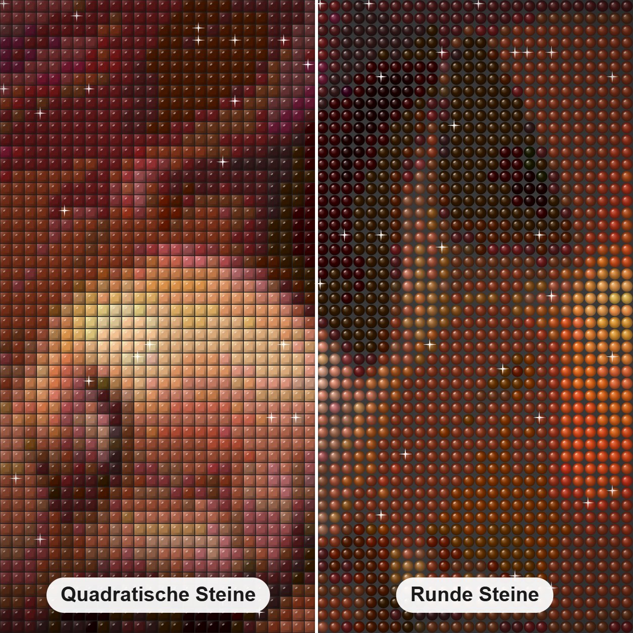 Schönes Mädchen & Fuchs Diamond Painting Nahaufnahme mit quadratischen und runden Steinen