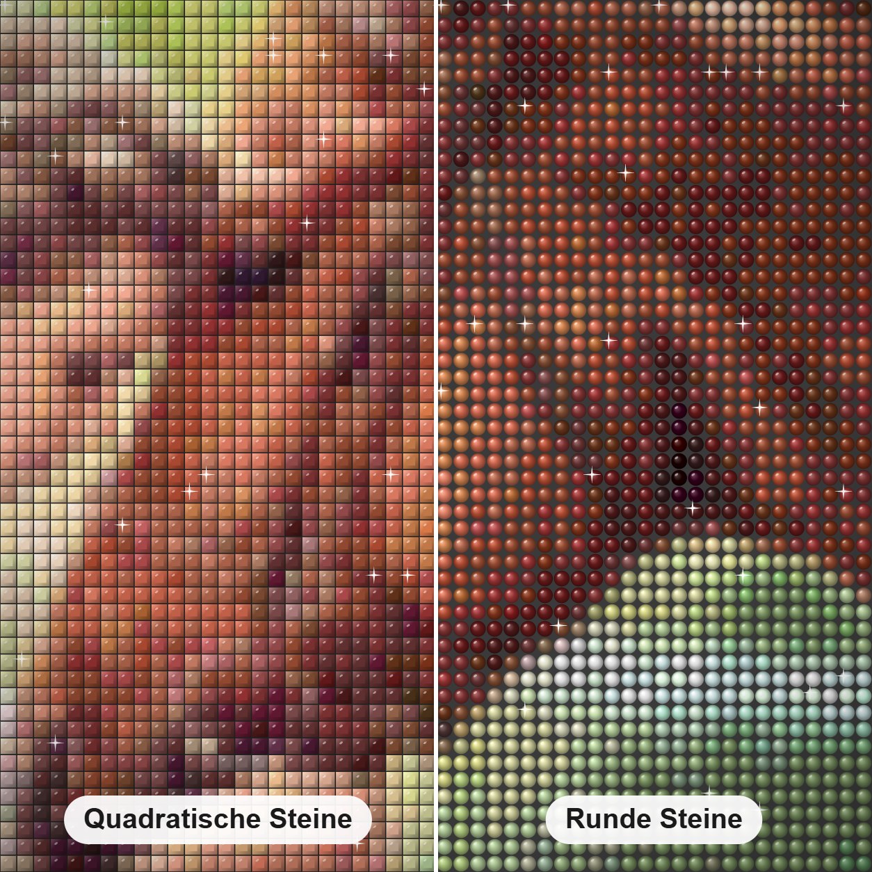 Schönes Mädchen & Pferd Diamond Painting Nahaufnahme mit quadratischen und runden Steinen