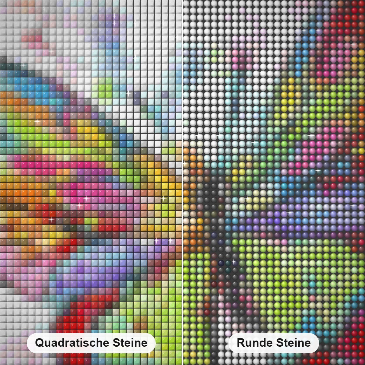 Schönheit des Schmetterlings Diamond Painting Nahaufnahme mit quadratischen und runden Steinen