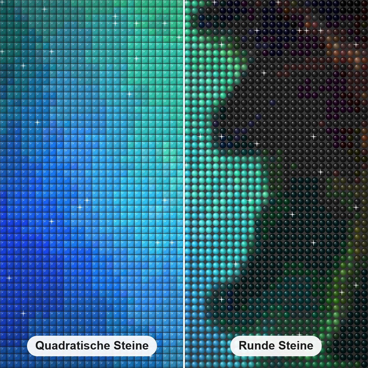 Schwarzwasserfluss Suwannee trifft auf das Meer Diamond Painting Nahaufnahme mit quadratischen und runden Steinen