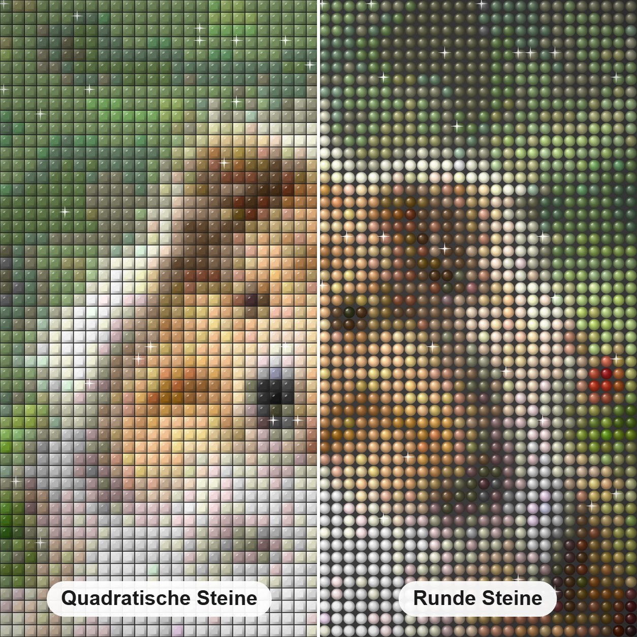 Sheltie Schilderijen Diamond Painting Nahaufnahme mit quadratischen und runden Steinen