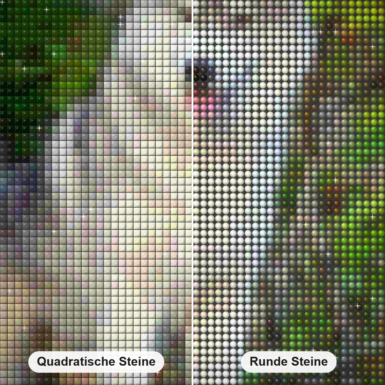 Siberian Husky Diamond Painting Nahaufnahme mit quadratischen und runden Steinen