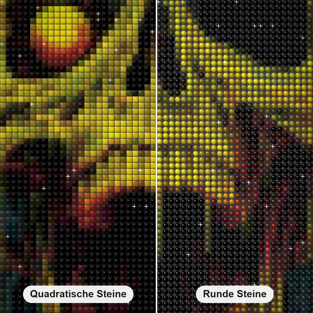 Schädelkunst von Diamond Art Diamond Painting Nahaufnahme mit quadratischen und runden Steinen