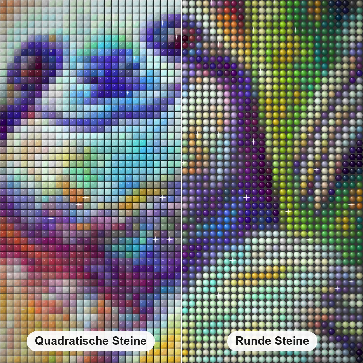Faultier ist einfach chillin - Kunst des Sandra Trubin Diamond Painting Nahaufnahme mit quadratischen und runden Steinen