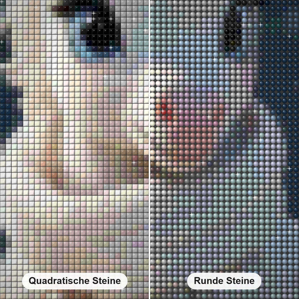 Kleiner Stepper, kleines Pferd Diamond Painting Nahaufnahme mit quadratischen und runden Steinen