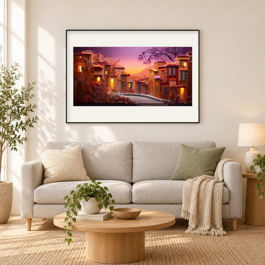 Beruhigender Abendblick als gerahmtes Diamond Painting im Wohnzimmer