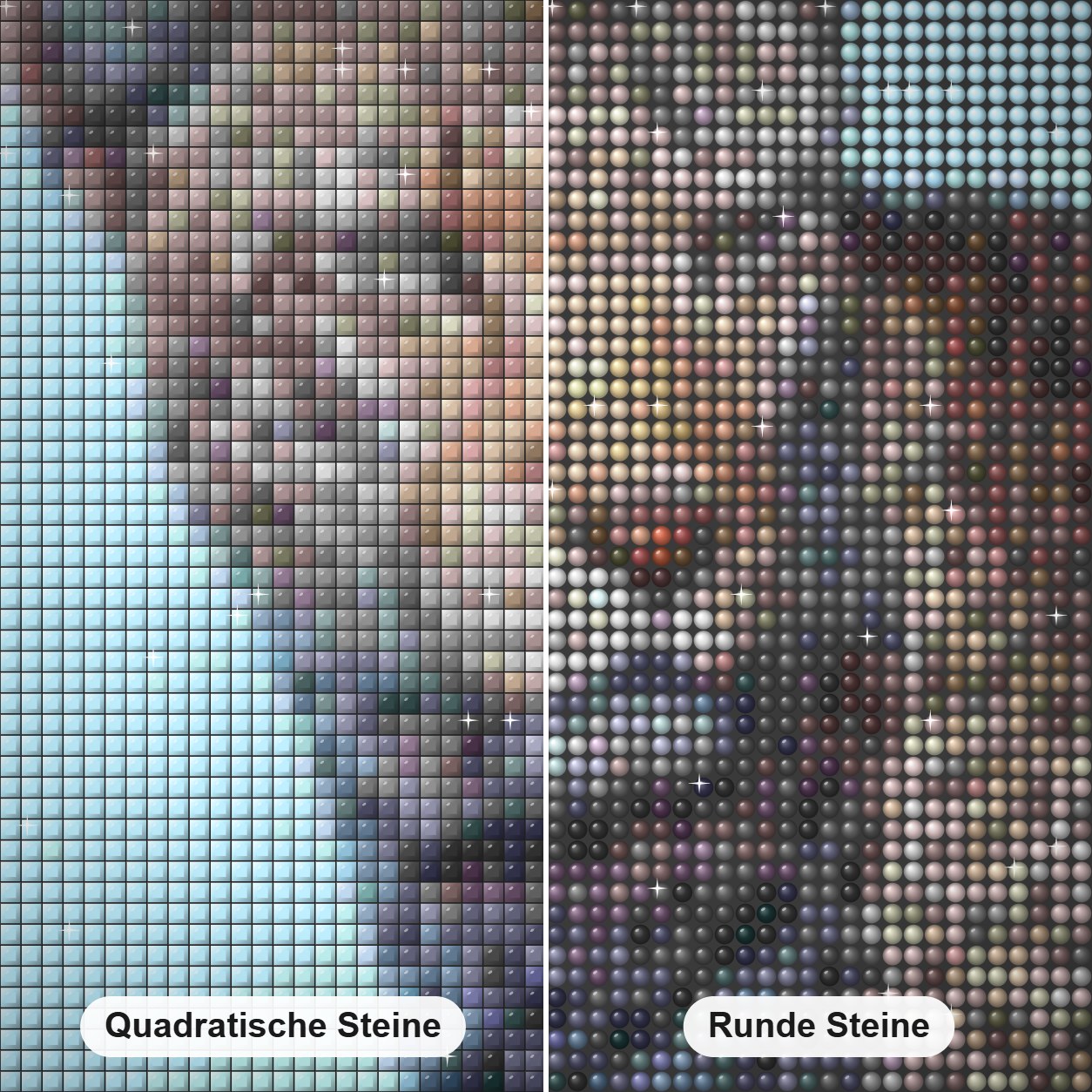 Südafrikanischer Leopard -  Kunst des Eric Wilson Diamond Painting Nahaufnahme mit quadratischen und runden Steinen