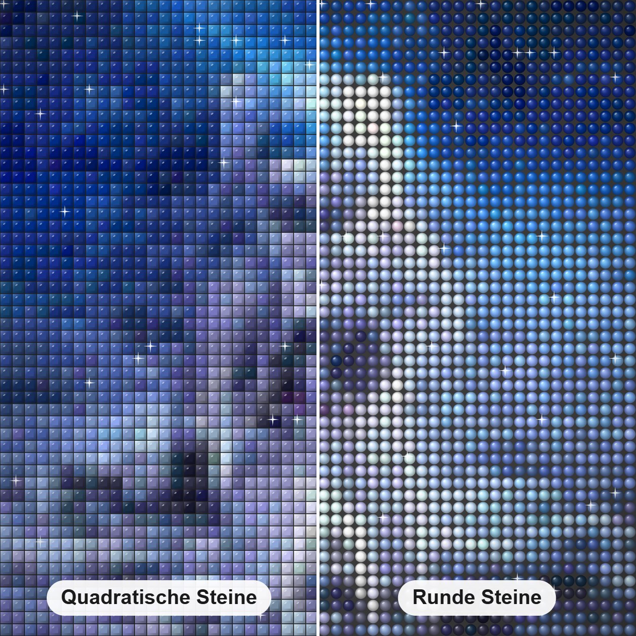 Space Astronaut Diamond Painting Nahaufnahme mit quadratischen und runden Steinen