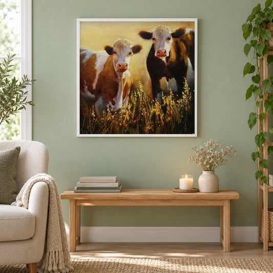 SplenderIn das Gras - Kunst des Linda Wilder als gerahmtes Diamond Painting im Wohnzimmer