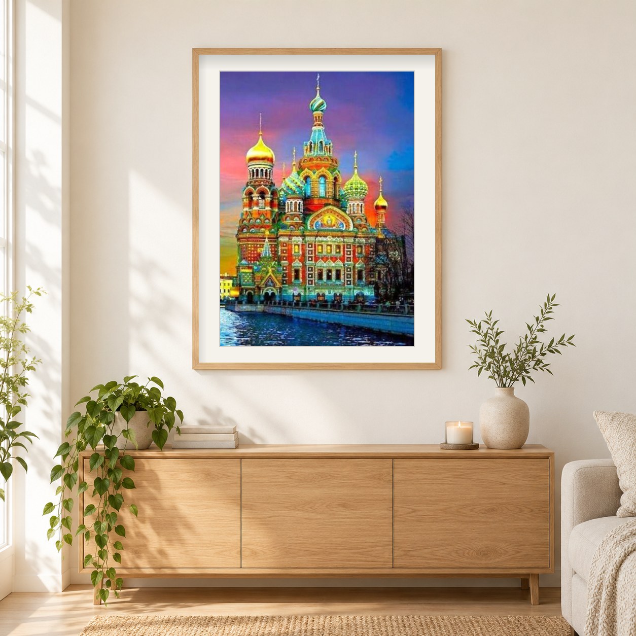 St. Petersburg Kathedrale Moskau als gerahmtes Diamond Painting im Wohnzimmer