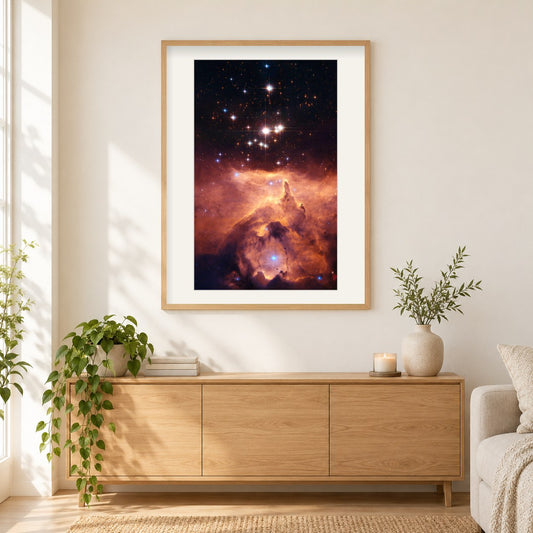 Sternhaufen Pismis 24-1 als gerahmtes Diamond Painting im Wohnzimmer