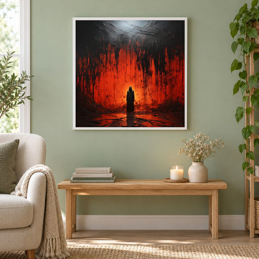 Direkt aus der Hölle als gerahmtes Diamond Painting im Wohnzimmer