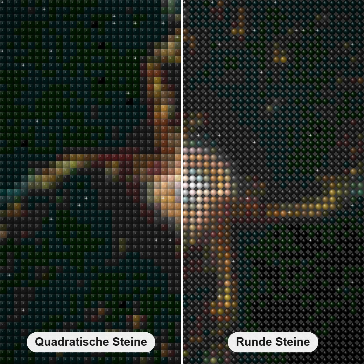 Südlicher Krebsnebel Diamond Painting Nahaufnahme mit quadratischen und runden Steinen