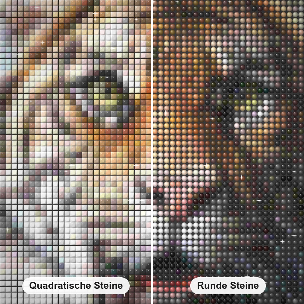 Sumatra-Tiger II -  Kunst des Eric Wilson Diamond Painting Nahaufnahme mit quadratischen und runden Steinen