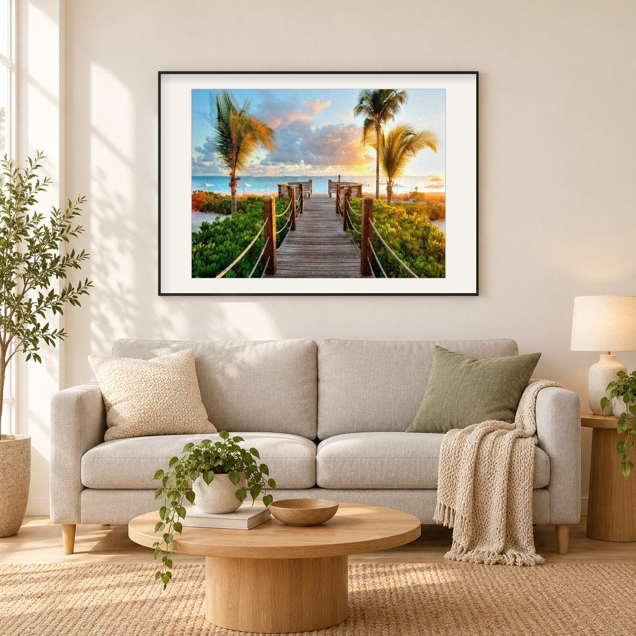 Summer Scenic Beauty als gerahmtes Diamond Painting im Wohnzimmer