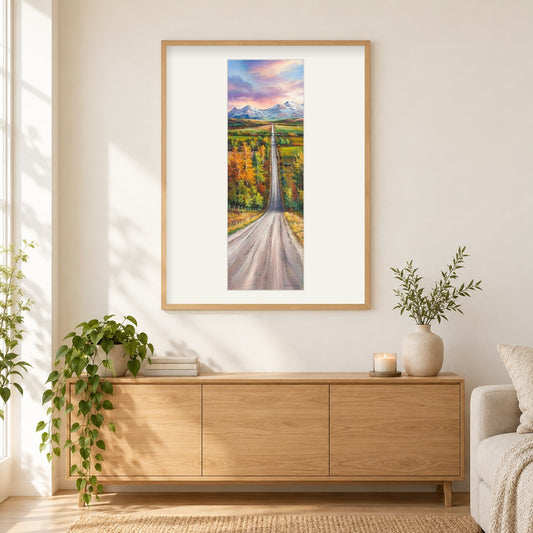 Sonntagsfahrt - Kunst des Jonn Einerssen als gerahmtes Diamond Painting im Wohnzimmer