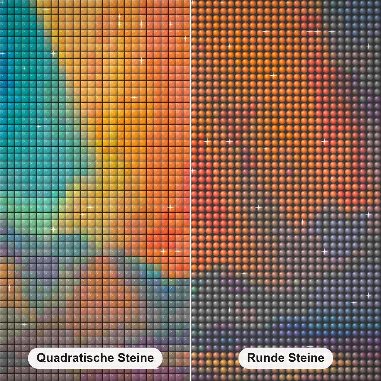Sonntagsfahrt - Kunst des Jonn Einerssen Diamond Painting Nahaufnahme mit quadratischen und runden Steinen