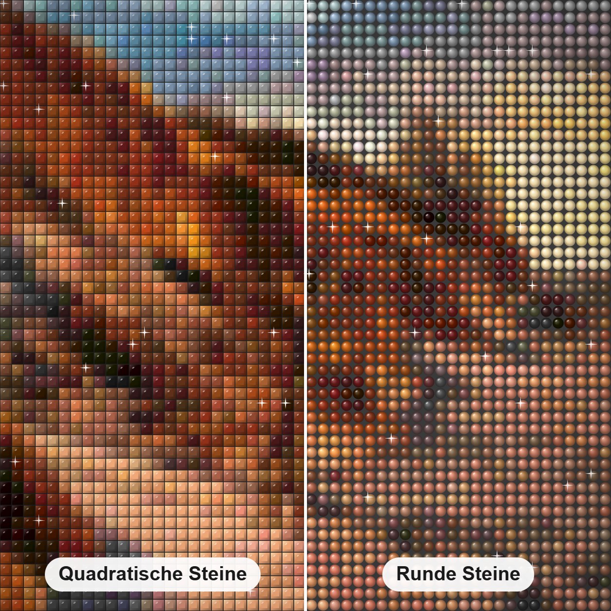 Sonnenuntergang auf den Dünen - Kunst des Denise Dundon Diamond Painting Nahaufnahme mit quadratischen und runden Steinen