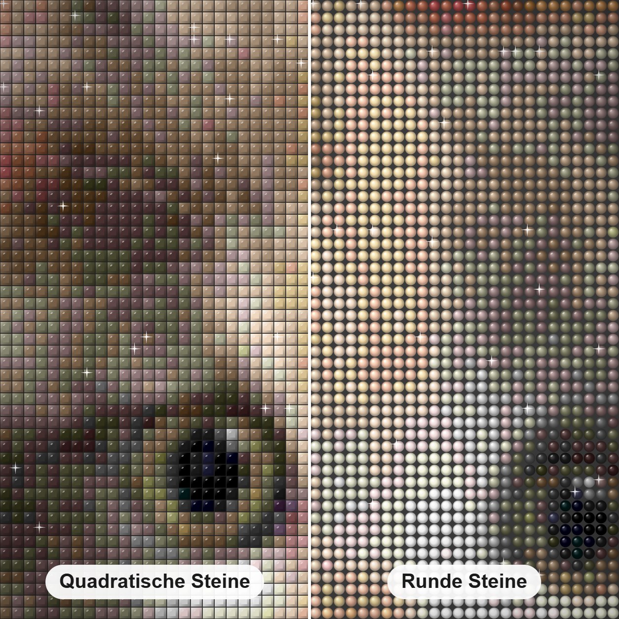 Süße Kätzchen Diamond Painting Nahaufnahme mit quadratischen und runden Steinen