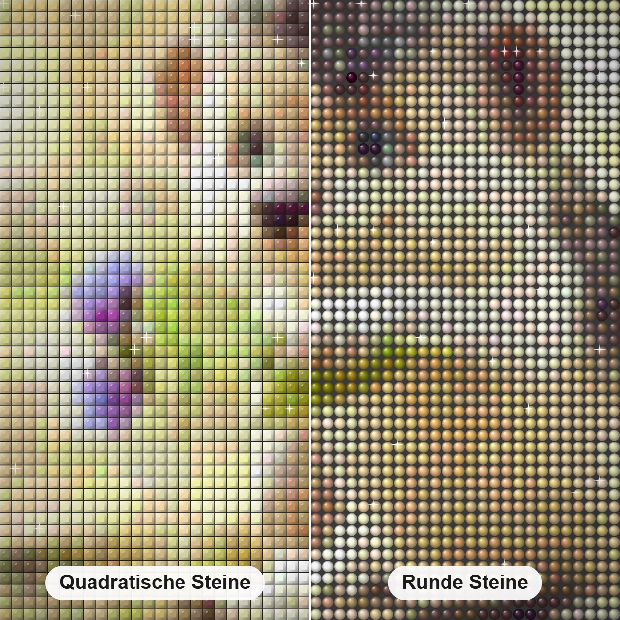 Süßer Igel mit Blumen Diamond Painting Nahaufnahme mit quadratischen und runden Steinen